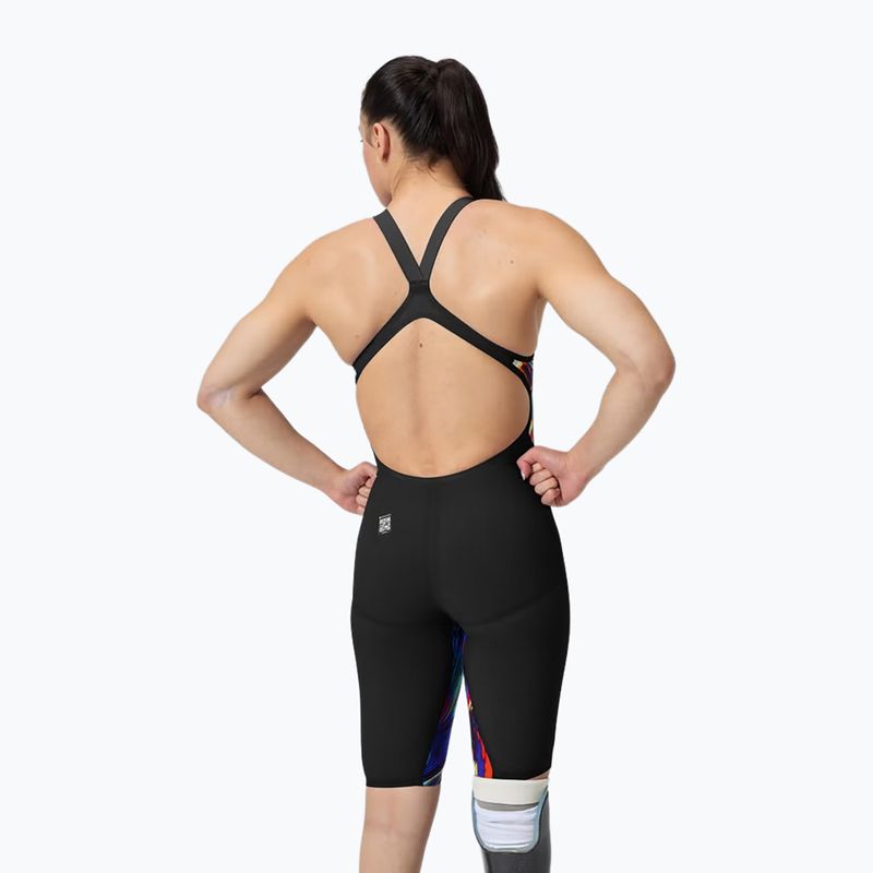 Női egyrészes fürdőruha Speedo Fastskin LZR Pure Valor 2.0 Openback Kneeskin black/molten blur 3