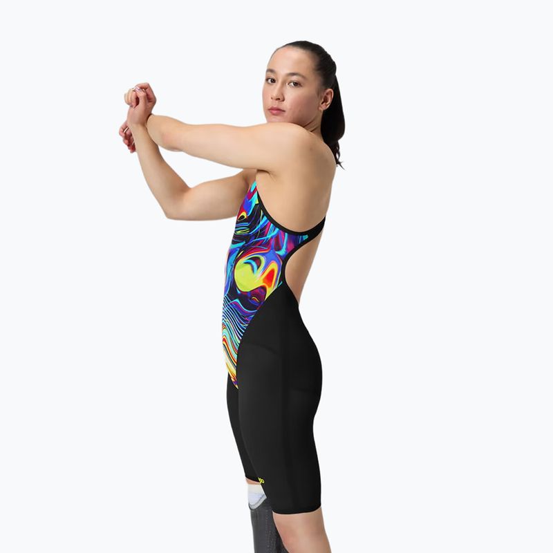 Női egyrészes fürdőruha Speedo Fastskin LZR Pure Valor 2.0 Openback Kneeskin black/molten blur 4
