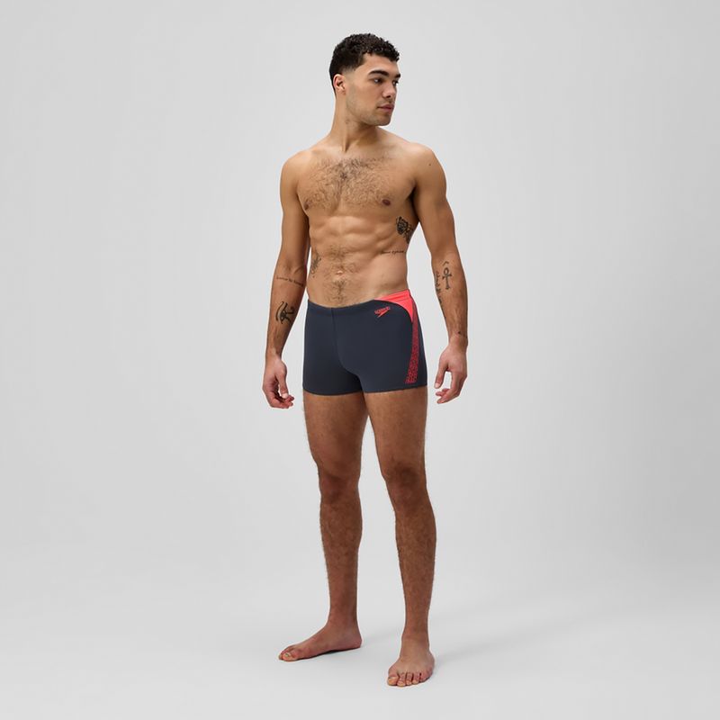 Férfi úszódobozerek Speedo Hyper Boom Splice szürke ólom/neon korall 2