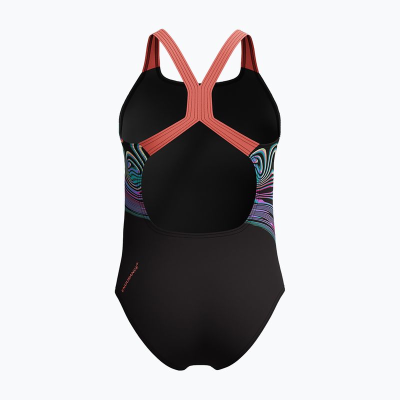 Gyermek egyrészes úszódressz Speedo Digital Placement Powerback neon korall 2