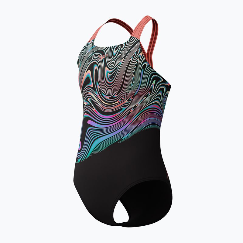 Gyermek egyrészes úszódressz Speedo Digital Placement Powerback neon korall 3