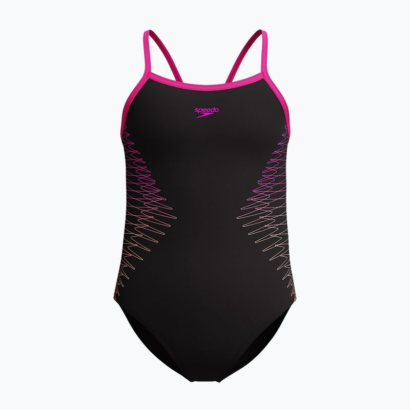 Gyermek egyrészes úszódressz Speedo Platisol Placement Thinstrap Muscleback flare rózsaszín