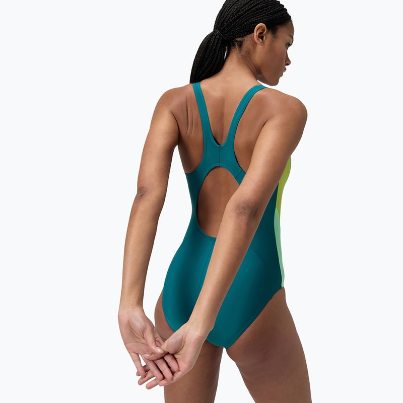 Speedo Colourblock 2.0 mély smaragdzöld női egyrészes fürdőruha 3