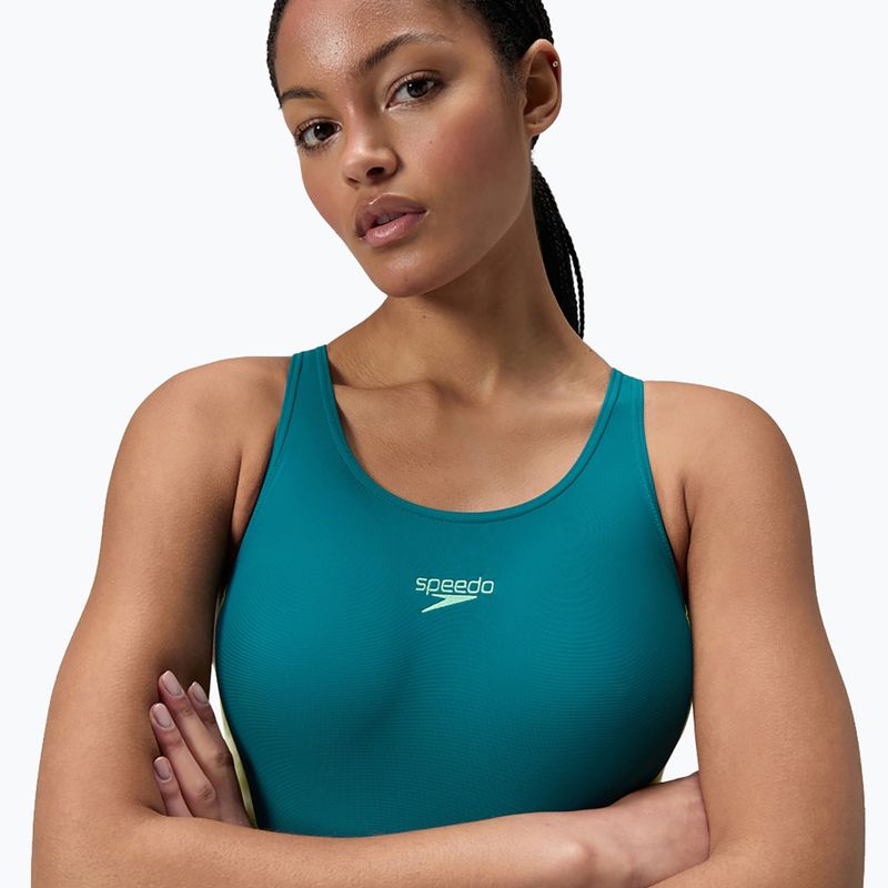 Speedo Colourblock 2.0 mély smaragdzöld női egyrészes fürdőruha 5