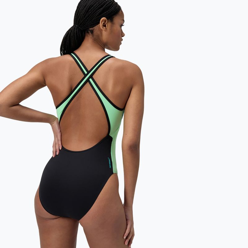 Női egyrészes úszódressz Speedo High Neck Splice Cross Back türkizkék drágakő 3