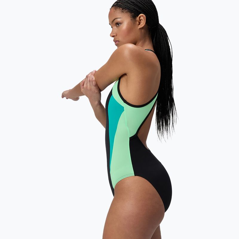 Női egyrészes úszódressz Speedo High Neck Splice Cross Back türkizkék drágakő 4