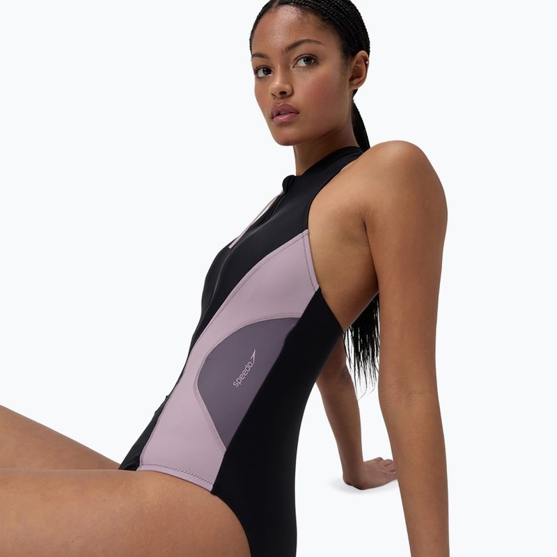 Női egyrészes úszódressz Speedo Zip Colorblock antracit 5