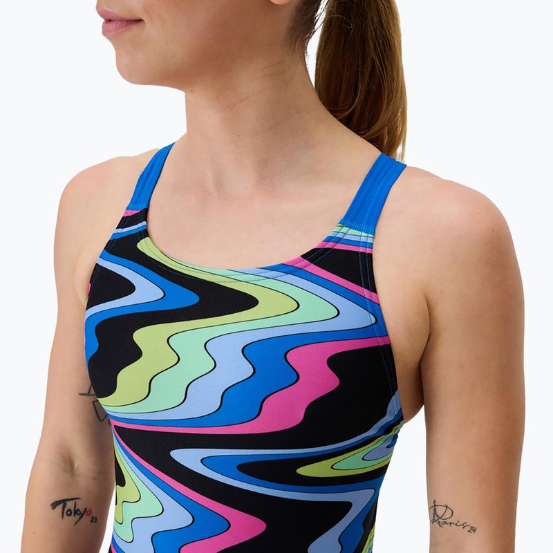 Női egyrészes úszódressz Speedo FL Printed Leaderback ripple melody/lagoon blue 4