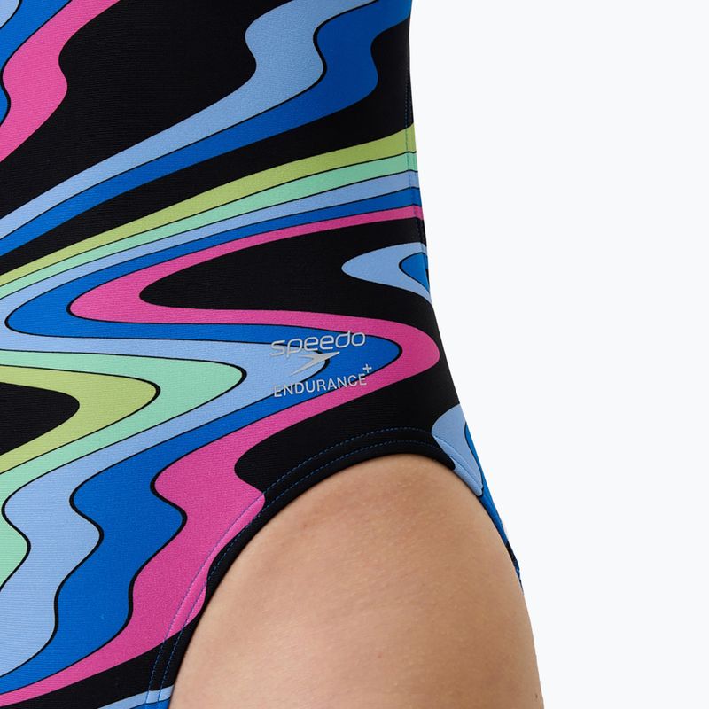 Női egyrészes úszódressz Speedo FL Printed Leaderback ripple melody/lagoon blue 6