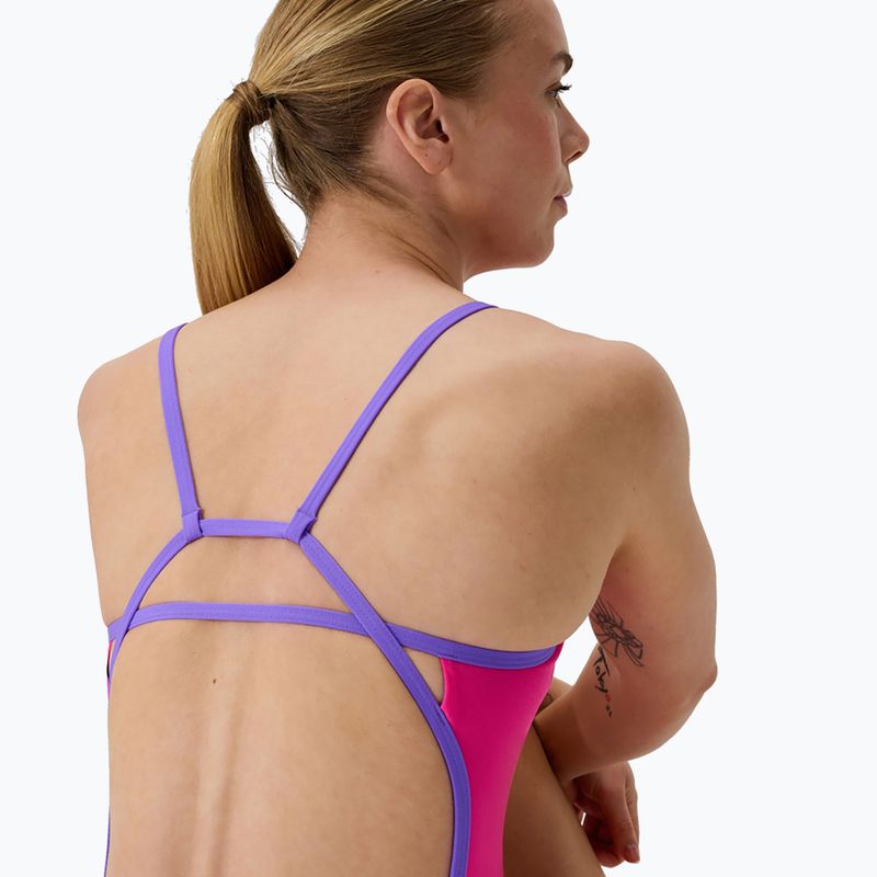 Női egyrészes Speedo FL Solid Tri Back úszódressz flare pink/indigo glow 5