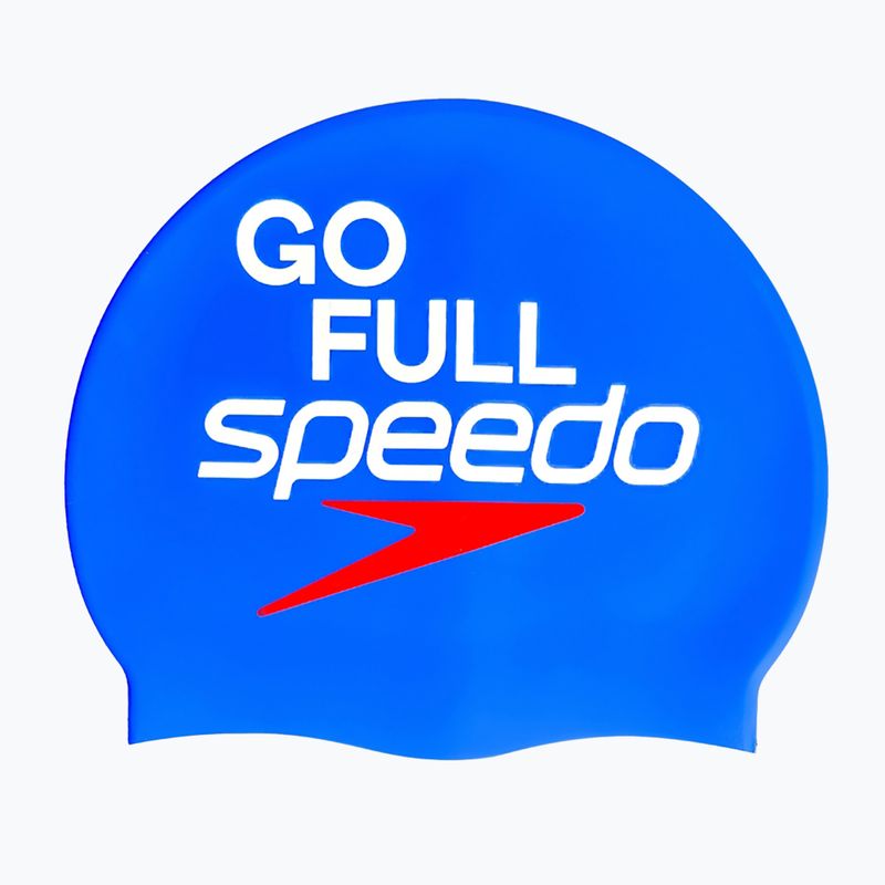 Speedo nyomtatott szilikon úszósapka speedo kék menj teljes sebességgel speedo