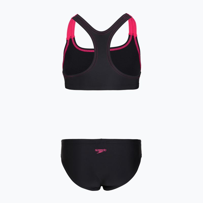 Gyermek kétrészes fürdőruha Speedo Medley Logo Racerback 2pc anthracite/pink 2