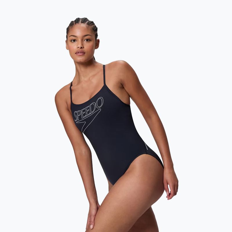 Női egyrészes fürdőruha Speedo Endurance+ Logo Thin Strap anthracite 3