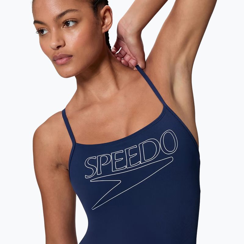 Női egyrészes fürdőruha Speedo Endurance+ Logo Thin Strap peacoat 4