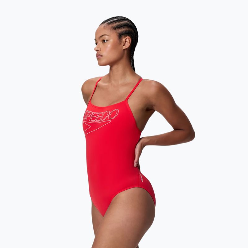 Női egyrészes úszódressz Speedo Endurance+ Logo Thin Strap high risk red 3