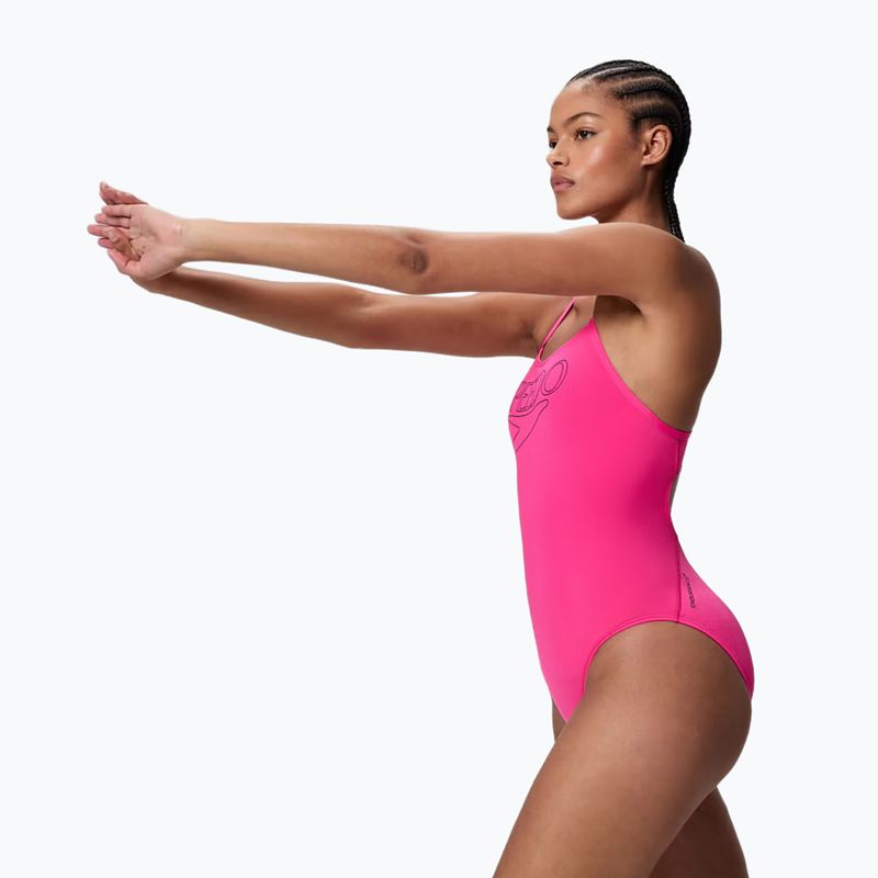 Női egyrészes fürdőruha Speedo Endurance+ Logo Thin Strap margarita pink 3