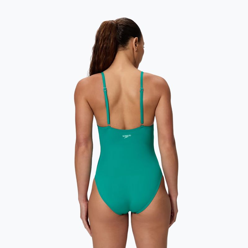 Női egyrészes fürdőruha Speedo Solid V-Neck peacock teal 2