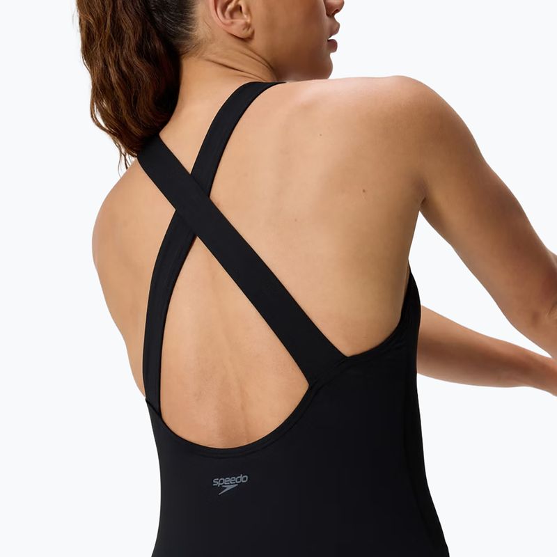 Női egyrészes fürdőruha Speedo Solid Scoop Neck anthracite 5
