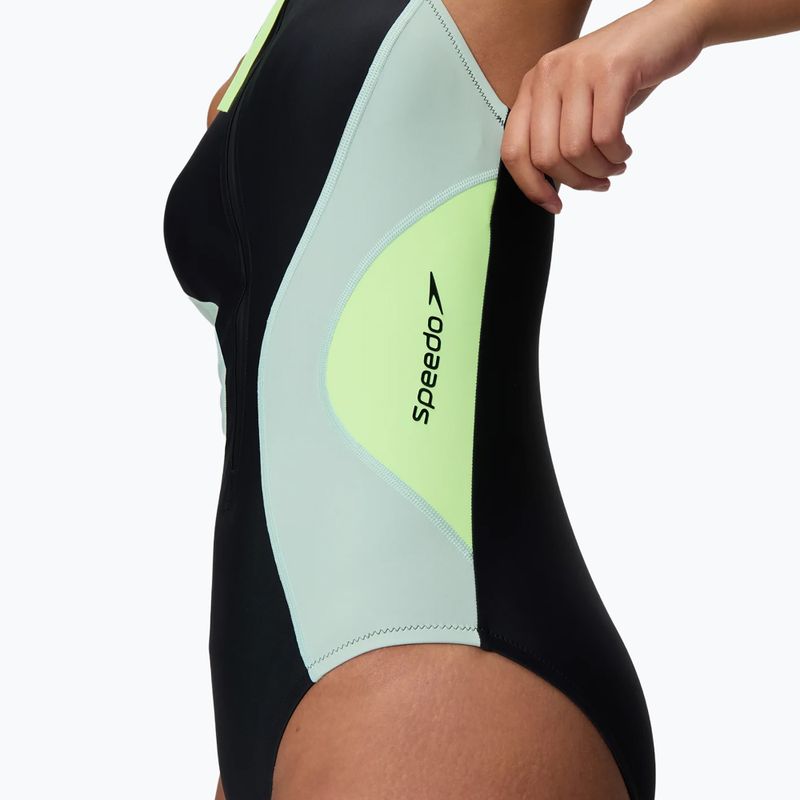 Női egyrészes fürdőruha Speedo Ocean Flex Zip black/pale clover 5
