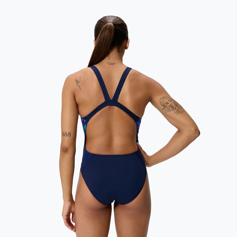 Női egyrészes fürdőruha Speedo Placement Printed Leaderback pixel pool/navy 2