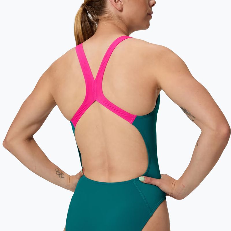 Női egyrészes fürdőruha Speedo Solid Powerback peacock 4