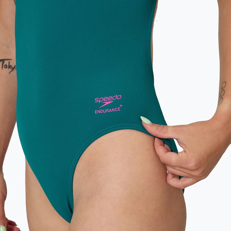 Női egyrészes fürdőruha Speedo Solid Powerback peacock 5