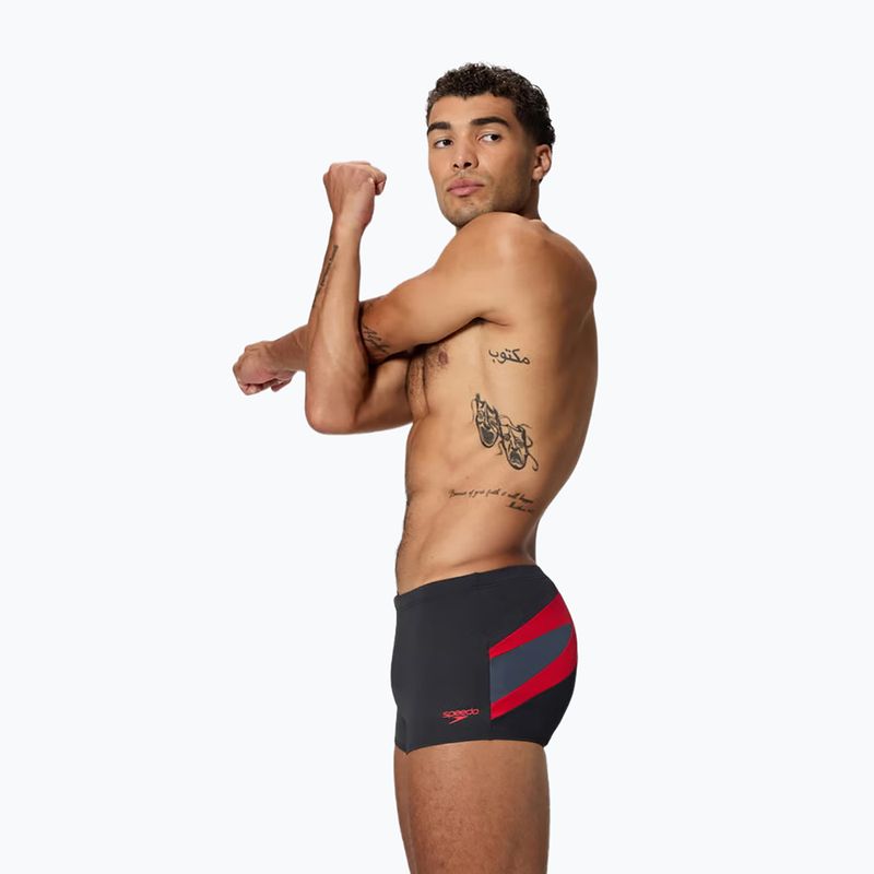 Férfi úszóboxer Speedo Hyperboom Aquashort Anthracite/High Risk Red 3