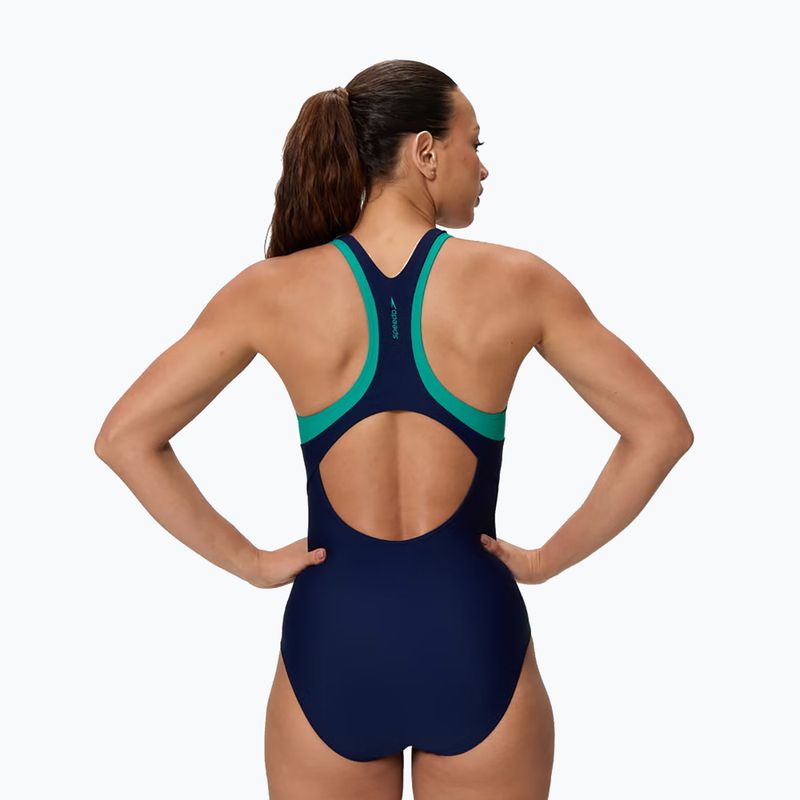 Női egyrészes fürdőruha Speedo Colorblock Racerback peacoat/peacock teal 2