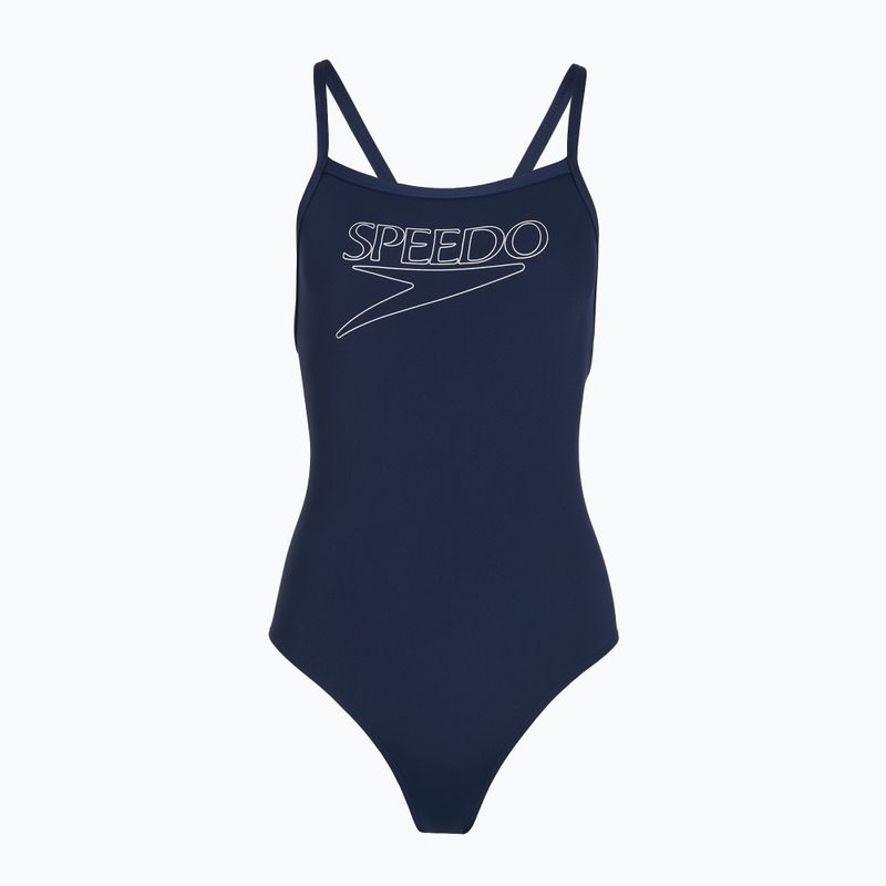 Gyermek egyrészes fürdőruha Speedo Endurance+ Logo Thinstrap peacoat
