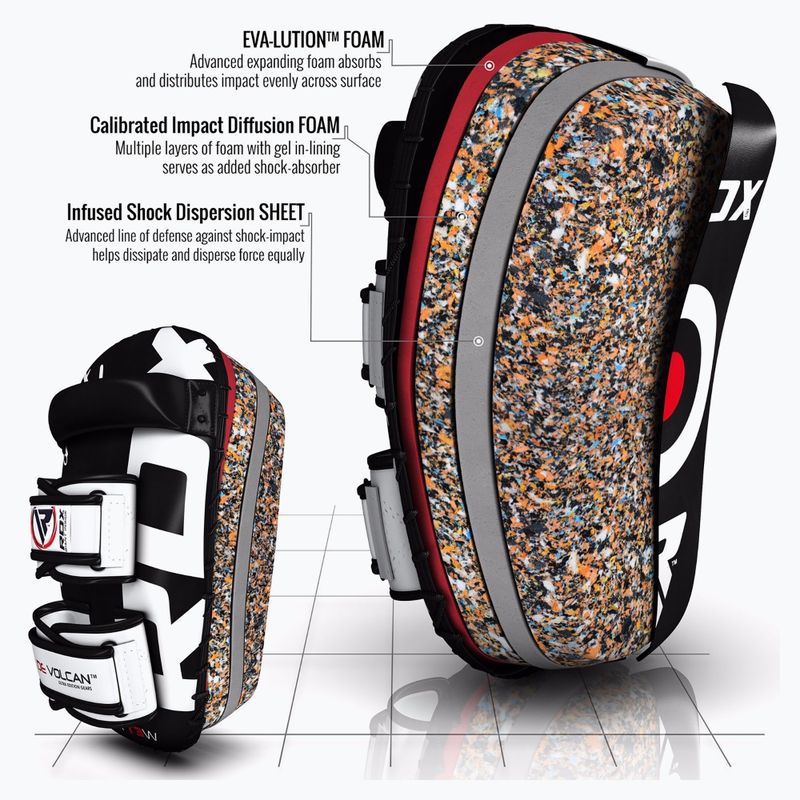 RDX T3 Muay Thai Training Shield Kick Pads fehér/fekete 5