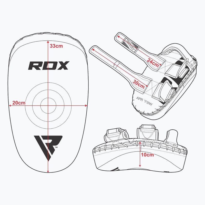 RDX T3 Muay Thai Training Shield Kick Pads fehér/fekete 6