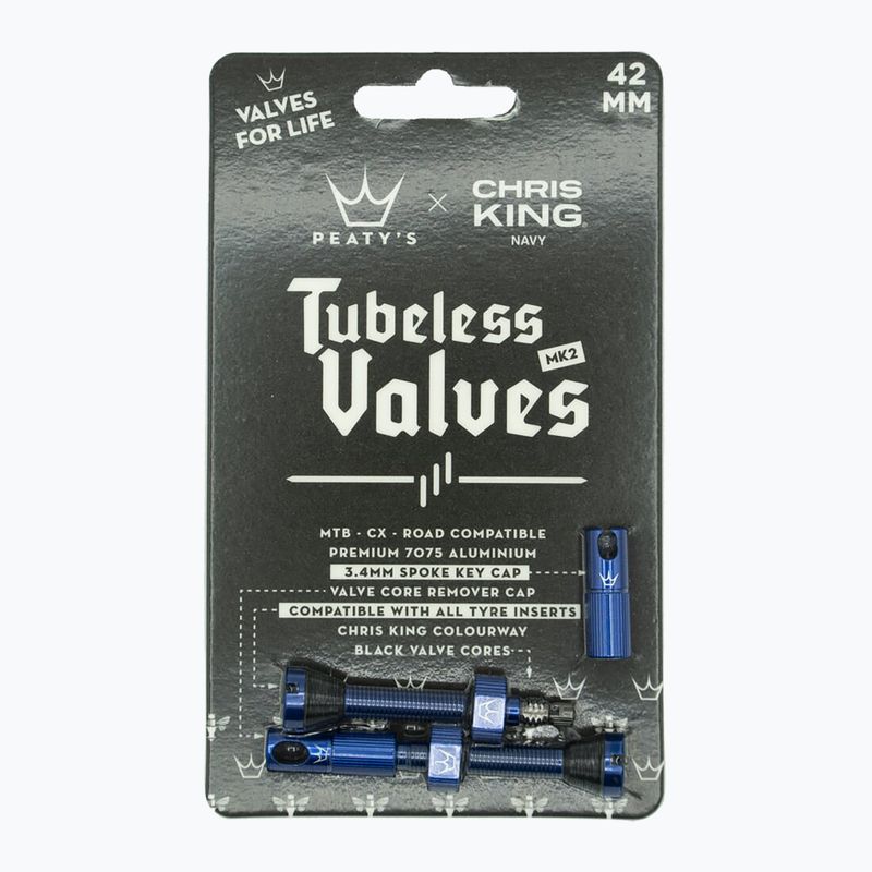 Peaty's X Chris King MK2 Presta tömlő nélküli szelepek 42 mm-es szett, tengerészméretű 2