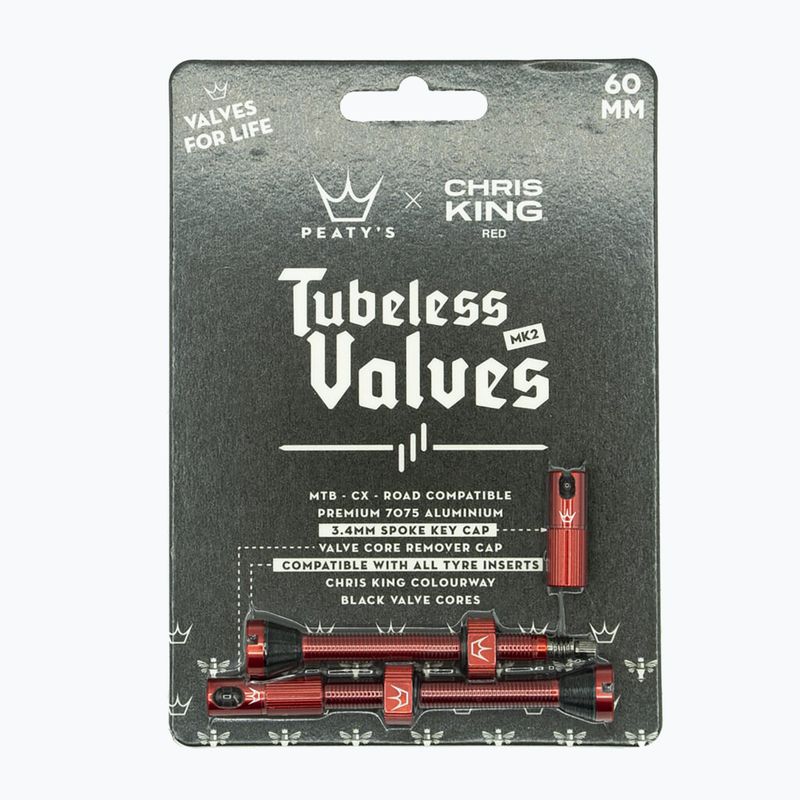 Peaty's X Chris King Mk2 presta PTV2-60-RED-12 piros 83790 presta tubeless szelepek szettje 2