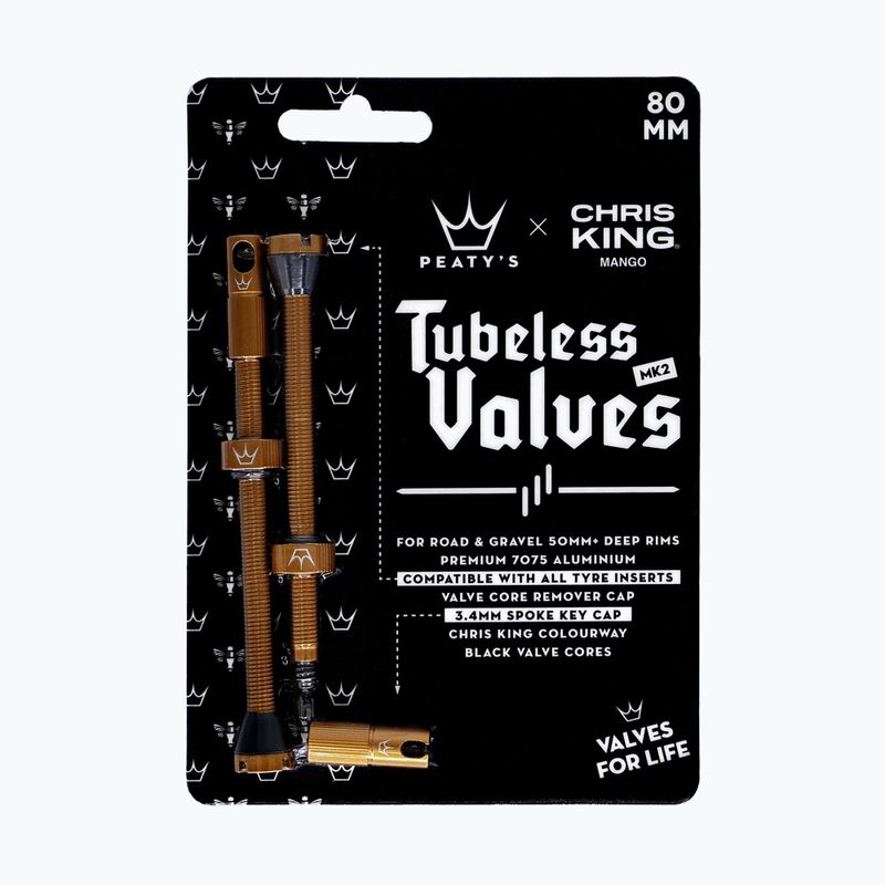 Presta szelep készlet Peaty's X Chris King MK2 Tubeless Valves 80 mm mango 2