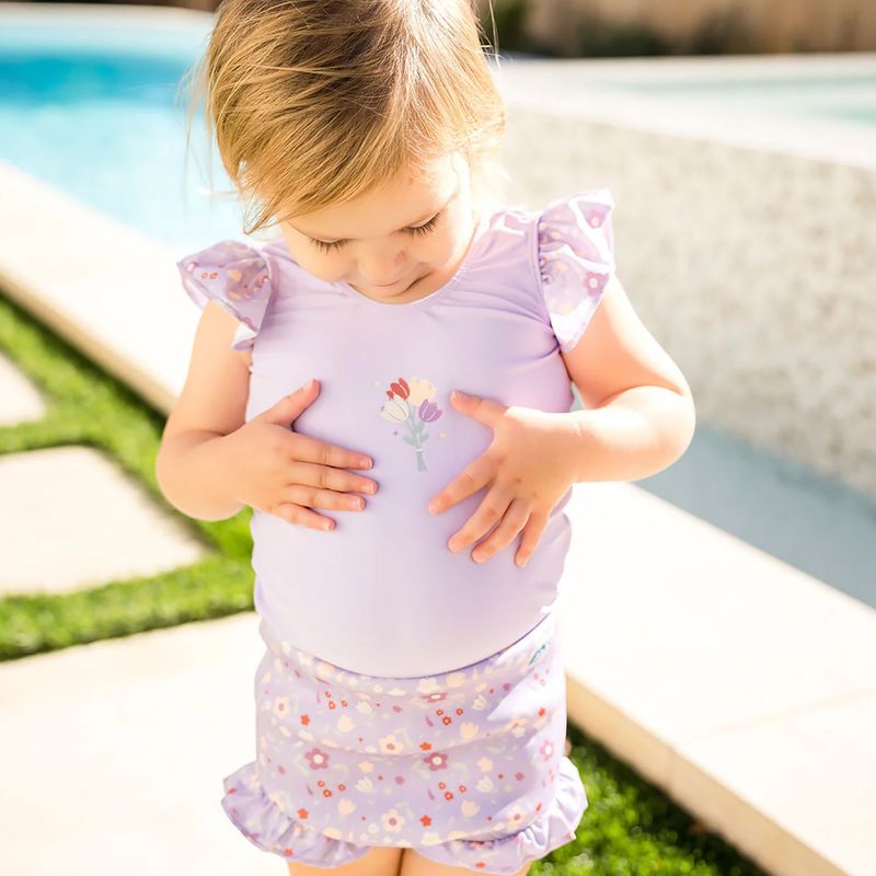 Gyermek egyrészes fürdőruha pelenkával Splash About Happy Nappy Frills epres mezőn 4