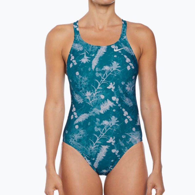 Női egyrészes fürdőruha Nike Hydrastrong Multi Print Fastback ásványi teal 4