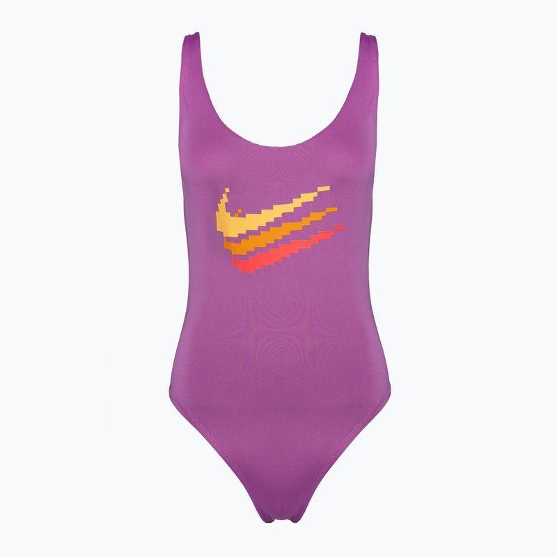 Női egyrészes fürdőruha Nike Multi Logo U-Back fukszia álom