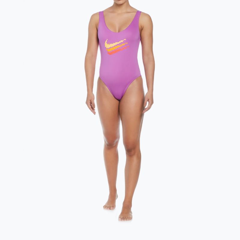 Női egyrészes fürdőruha Nike Multi Logo U-Back fukszia álom 9