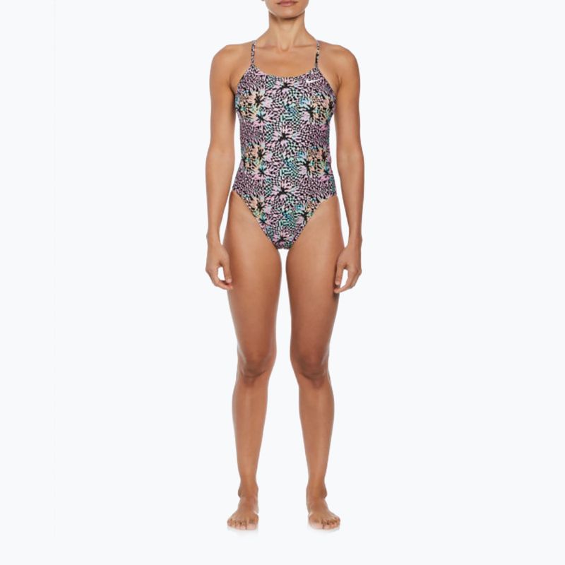 Női egyrészes fürdőruha Nike Hydrastrong Multi Print rózsaszín virágos 7
