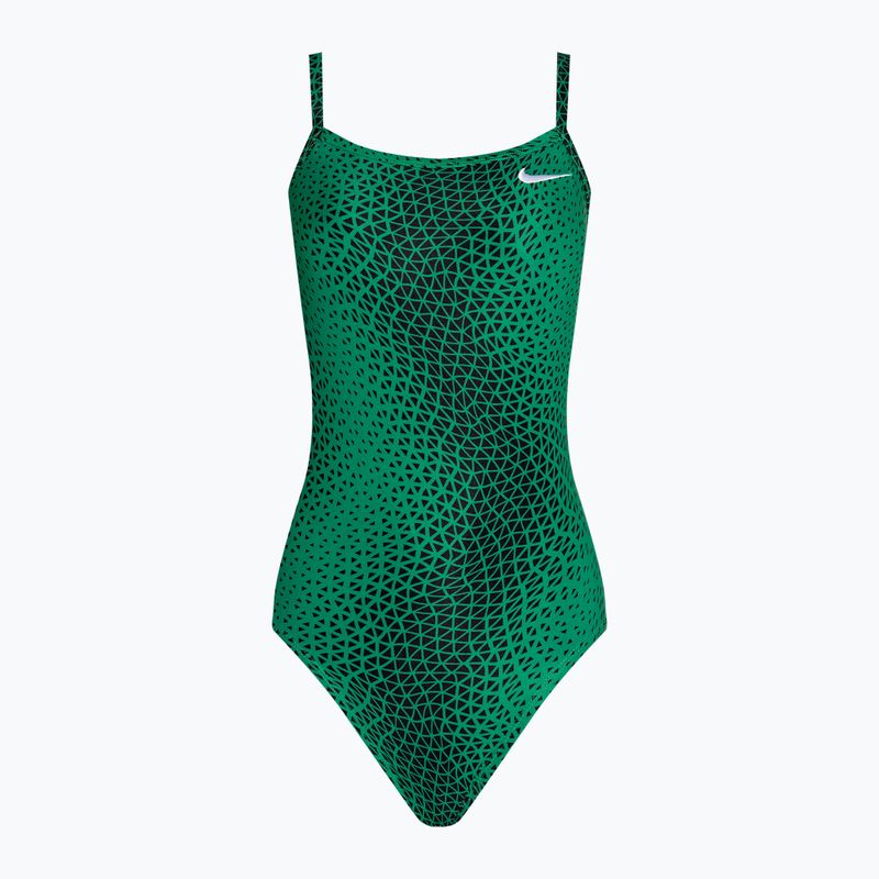 Női egyrészes fürdőruha Nike Hydrastrong Delta Racerback court green