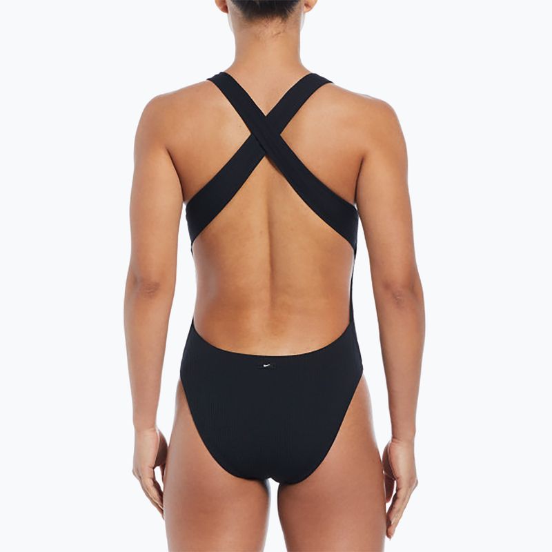 Nike Elevated Essential Pucker Crossback egyrészes fürdőruha fekete 5