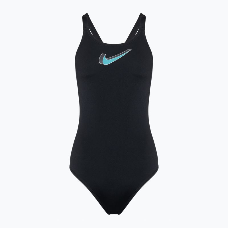 Női egyrészes fürdőruha Nike Hydrastrong 3D Swoosh Fastback black