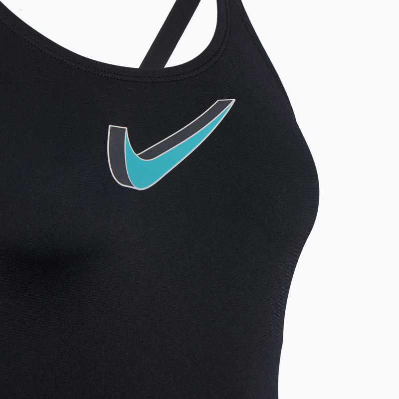 Női egyrészes fürdőruha Nike Hydrastrong 3D Swoosh Fastback black 3