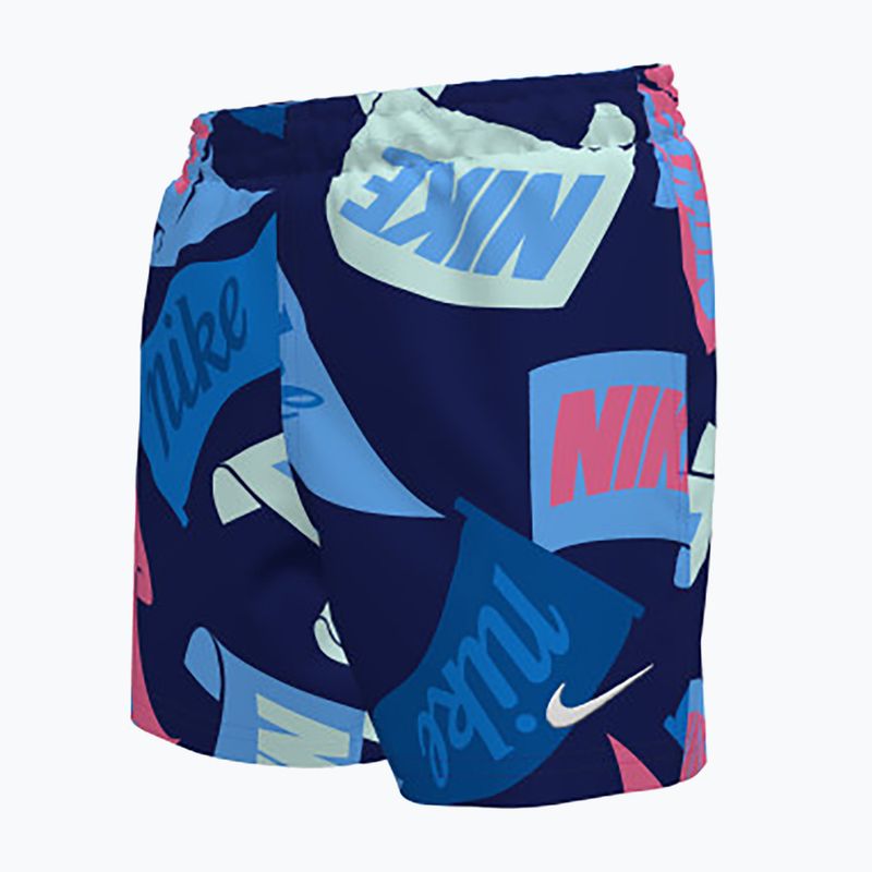 Nike Tossed Flags 4" Volley gyermek úszónadrág éjfekete tengerészkék