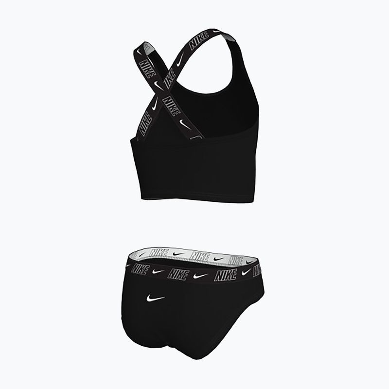Gyermek kétrészes fürdőruha Nike Logo Tape Crossback Midkini fekete 2
