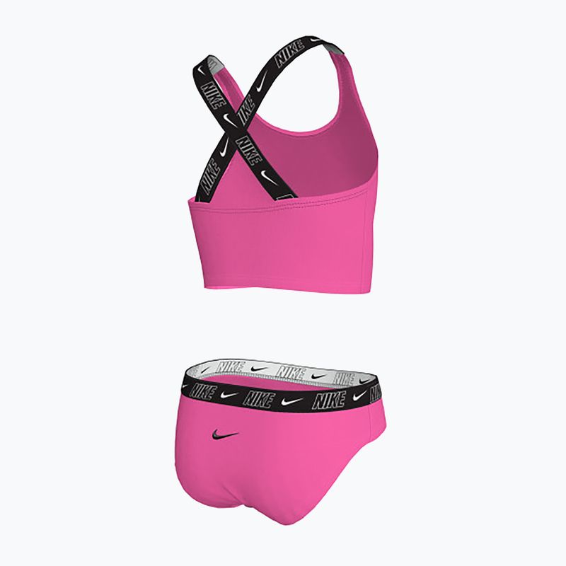 Gyermek kétrészes fürdőruha Nike Logo Tape Crossback Midkini hyper rózsaszín 2