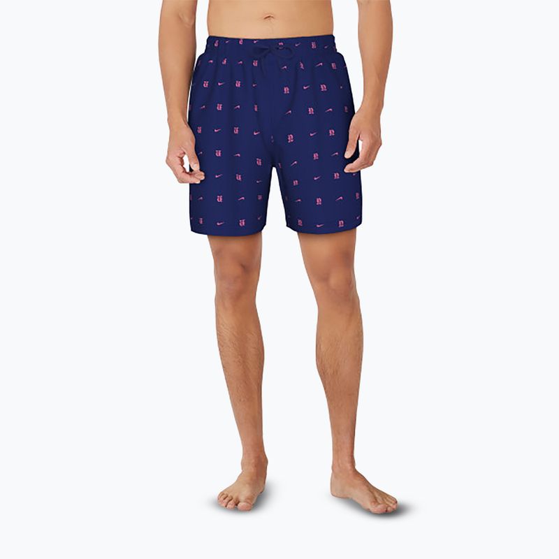 Férfi Nike Luxe Letter 7" Volley úszónadrág éjfekete tengerészkék