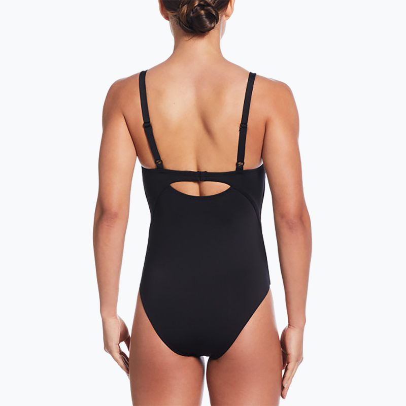 Női egyrészes fürdőruha Nike Essential V-Neck fekete 3
