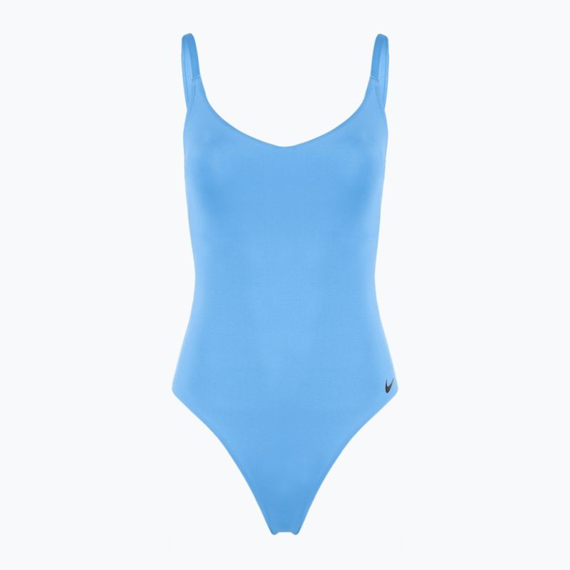 Női egyrészes fürdőruha Nike Essential V-Neck egyetemi kék