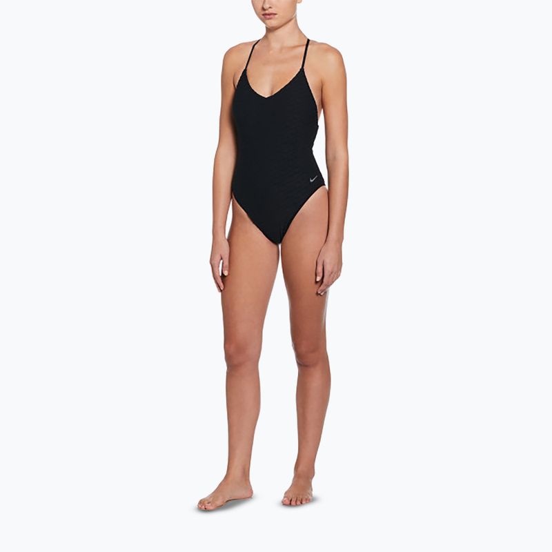 Női egyrészes fürdőruha Nike Swoosh Link Y-Back fekete 2